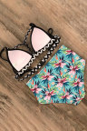 Sky Blue Floral Print High Waisted Bikini
