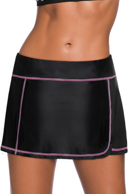 Orange Stitch Trim Black Swim Skirt Bottom