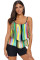 Multicolor Printed Spaghetti Strap Layered Tankini Top