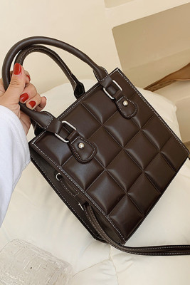 Brown Casual Geometric Pattern PU Crossbody Handbag