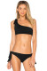 Black One Shoulder Bikini Tie Up 2pcs Swimsuit