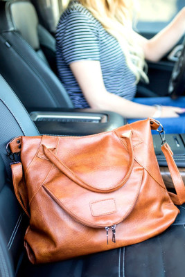 Removable/Adjustable Shoulder Strap Double Carry Handles Faux Leather Handbag