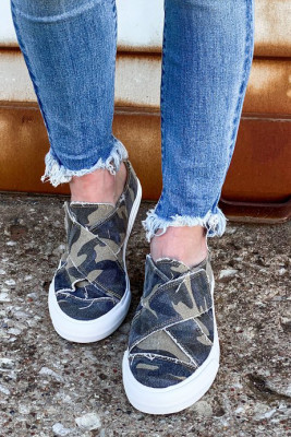 Cross Straps Camo Flat Canvas Sneakers