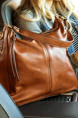 Brown Zipper Handbag