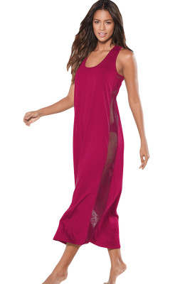 Rosy Mesh Side Long Cover-up