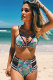 Sky Blue Floral Print High Waisted Bikini