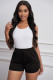 Black Drawstring Elastic Waist Casual Shorts with Pockets