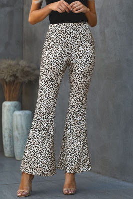 Leopard Print Bell Bottom Pants