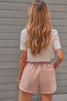 Dusty Pink Drawstring Elastic Waist Casual Shorts with Pockets