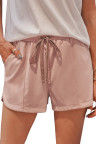 Dusty Pink Drawstring Elastic Waist Casual Shorts with Pockets
