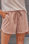 Dusty Pink Drawstring Elastic Waist Casual Shorts with Pockets