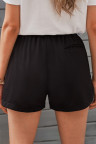 Black Drawstring Elastic Waist Casual Shorts with Pockets
