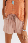 Dusty Pink Drawstring Elastic Waist Casual Shorts with Pockets