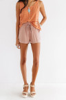 Dusty Pink Drawstring Elastic Waist Casual Shorts with Pockets