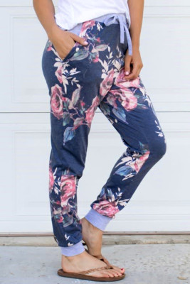 Gray Floral Lounge Jogger Pants