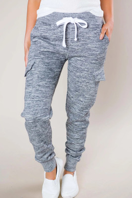 Heathered Gray Pocketed Casual Joggers
