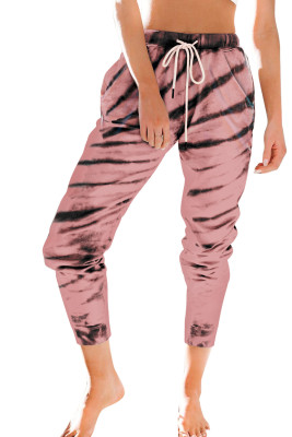 Pink Pocketed Tie-dye Print Joggers