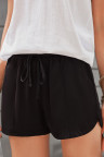 Black Drawstring Elastic Waist Casual Shorts with Pockets