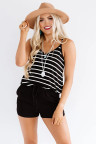Black Drawstring Elastic Waist Casual Shorts with Pockets