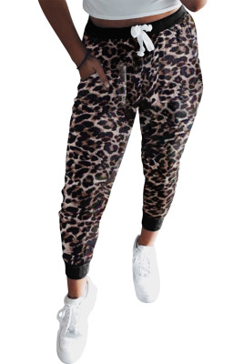 Leopard Drawstring Waist Jogging Pants