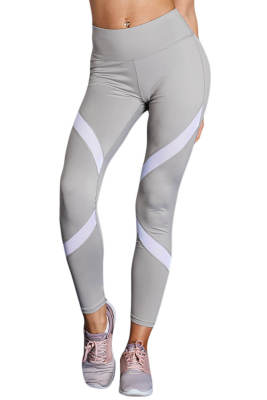 White Gray Patchwork High Waist Gym Leggings