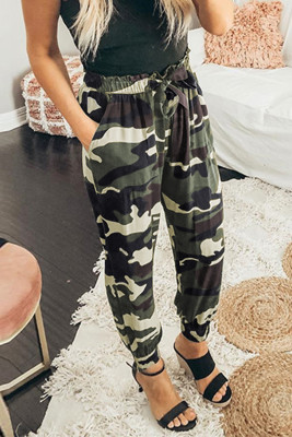 Camouflage Drawstring Elastic Waist Jogger Pants With Pockets