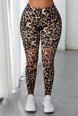 Leopard Hollow Out Fitness Activewear Leggings