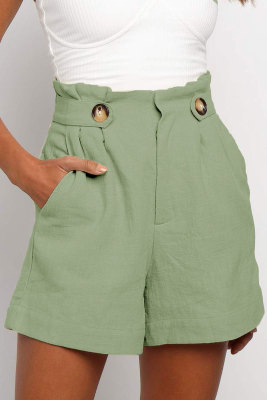 Green Frilled High Waist Shorts