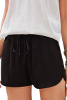 Black Drawstring Elastic Waist Casual Shorts with Pockets