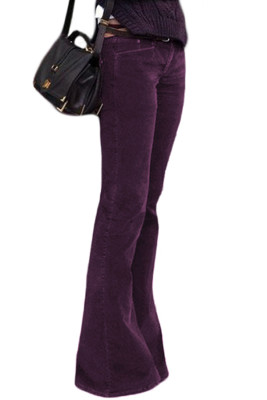 Red Flared Bottom Leg Velvet Pants