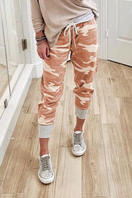 Orange Camo Print Knit Sport Pants