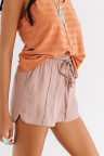 Dusty Pink Drawstring Elastic Waist Casual Shorts with Pockets