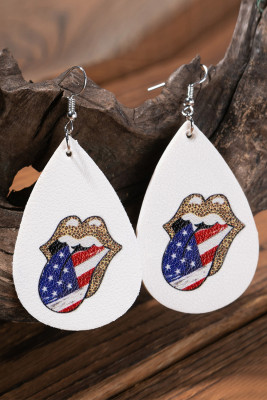 Leopard Mouth Flag Tounge Pattern Water Drop Earrings