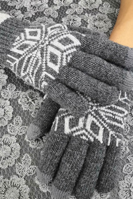 Gray Fashion Pattern Touchscreen Texting Mittens