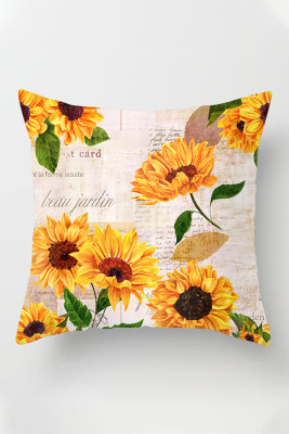 Beige Floral Cushion Cover