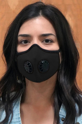 Black Unisex Face Mask with Double Valves
