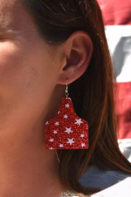 Red Sequined Star Print Earrings