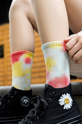 Red Tie-dye Mid-length Stockings