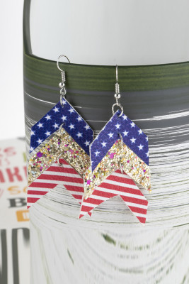 Sequined Five-Pointed Star Flag Earrings Super Shiny Earrings