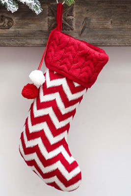 Red Pompom Christmas Hanging Decor Sock