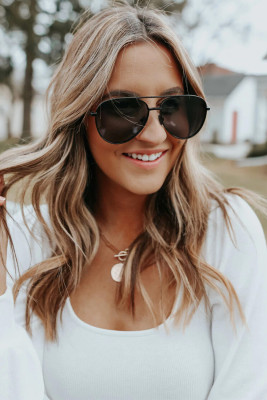 Black Double Beams Aviator Sunglasses