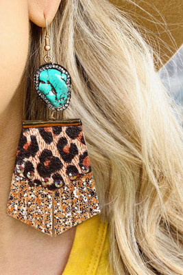 Leopard Sequined Splicing Rhinestone Earrings