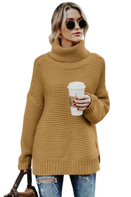 Khaki Cozy Long Sleeves Turtleneck Sweater