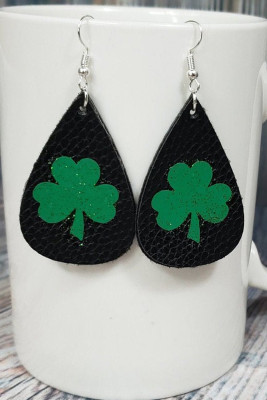Lucky Clover Water Drop PU Earrings