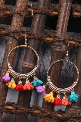Multicolor Flower Tassel Earrings