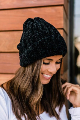 Black Chenille Beanie