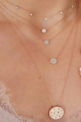 Geometric Round Diamond Metal Necklace