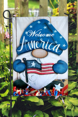 Welcome American Flag Holiday Celebration Faceless Doll Banner