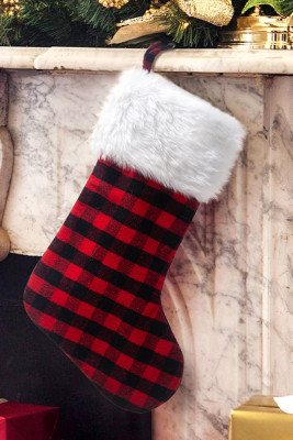 Christmas Tree Decorations Red Plaid Print Sock