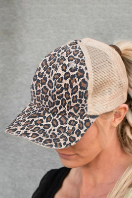 Brown Leopard Printed Cap
